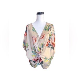 UMGEE Tan Floral twist front Top